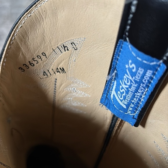 Teskey’s Black Western Embroidered mens cowboy Boots size 11.5 - made in USA - Picture 9 of 12